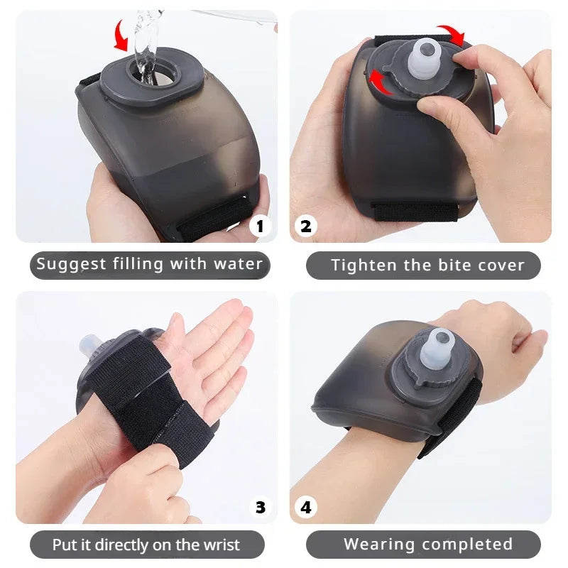 Outdoor Sports Wrist Kettle 200ml Hydrating Gadget for Cycling Marathon Camping Rock Climbing Portable Hands Free Water Bottle